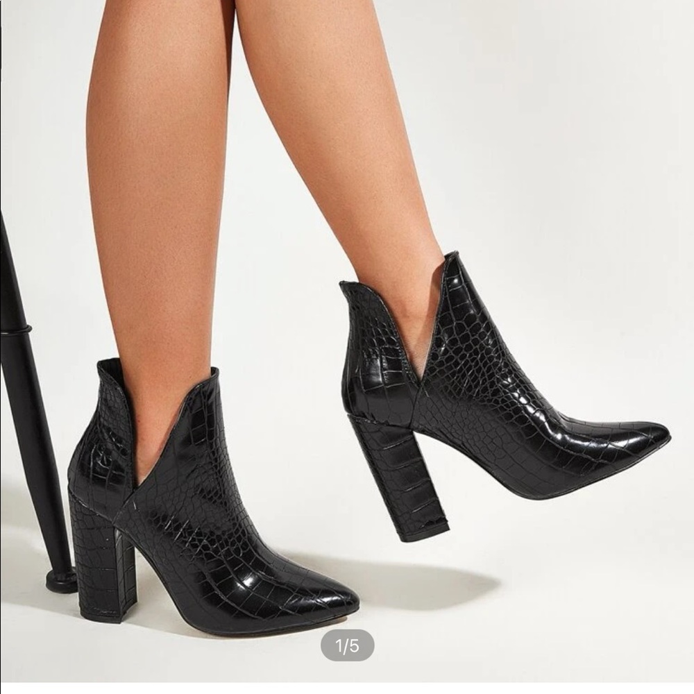Shein Black Croc Booties